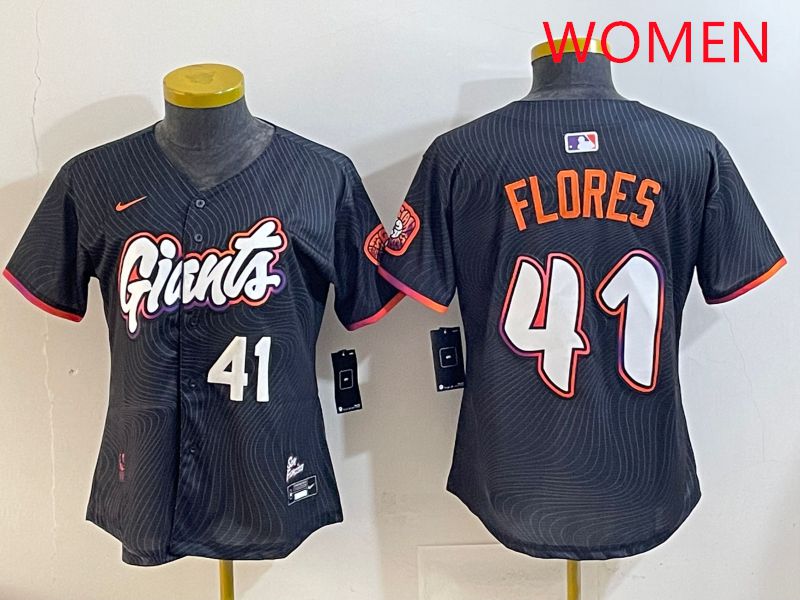 Women San Francisco Giants #41 Flores Black Joint Name 2025 Nike MLB Jersey style 5